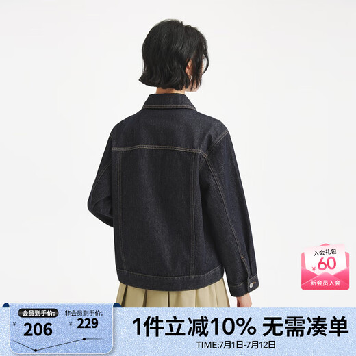 Hot-wind women's denim jacket 2025 autumn new simple basic versatile casual outdoor wear college style denim jacket 27 deep blue S