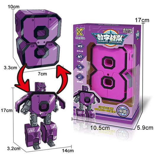 Kinder mit großer digitaler Deformation Mecha-Spielzeuge für frühe Bildungsgebäude für Jungen und Mädchen 2-6 Jahre alt 0-9 Digitale Roboter zusammen. Große 5 Symbole addieren, subtrahieren, multiplikation und Abteilung entsprechen der Zahl
