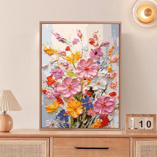 El tigre y las flores de tres aversiones son como el brocado de bricolaje de pintura al óleo digital de bricolaje