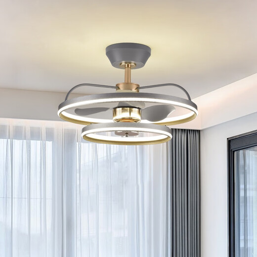 JPHZNB fan lamp ceiling fan lamp living room and restaurant modern light luxury home chandelier with electric fan integrated dining room fan chandelier 9277-three-color dimming