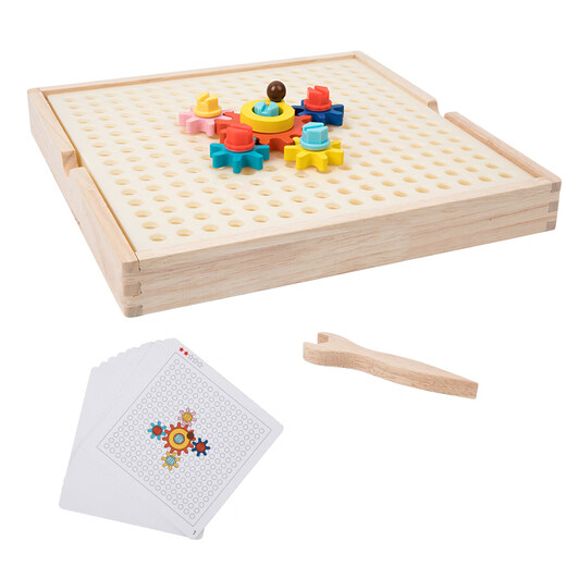 Sangetian Children's Wooden Gear Assembled Building Block Toys Kindergarten Boys and Girls Early Education Intellectual Desktop Educational Toys Wooden Gear Toys/Puzzle Box B283