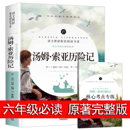 汤姆索亚历险记 原著正版六年级完整版小学版必读课外书人民6年级青少年初中生课外阅读书籍文学开明出版社 829页红楼梦送考点手册
