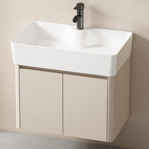 
DAFIFY small apartment bathroom cabinet ceramic integrated bathroom washbasin cabinet combination balcony sink cream-style washbasin F7020 hanging cabinet 4837cm