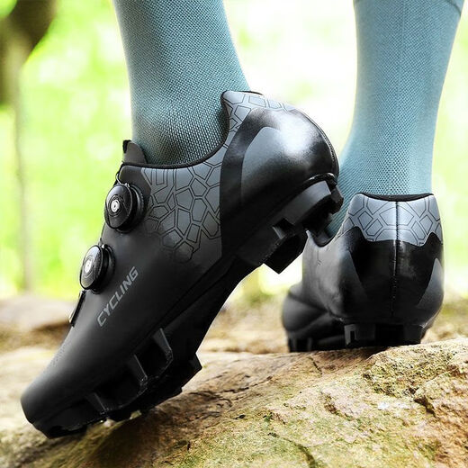 Unlocked Cycling Shoes Non-locked Cycling Shoes Road Bike Mountain Bike Locking Shoes Men's and Women's Cycling Shoes Hard Soled Spring and Autumn T25-3 Blue Moon Color (Unlocked) 36