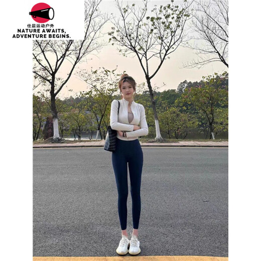 柏潮夏季骑行运动套装女薄款紧身长袖防晒夹克外套女高弹速干瑜伽长裤 黑色立领长袖外套+黑色瑜伽长裤 M(建议85-100斤)
