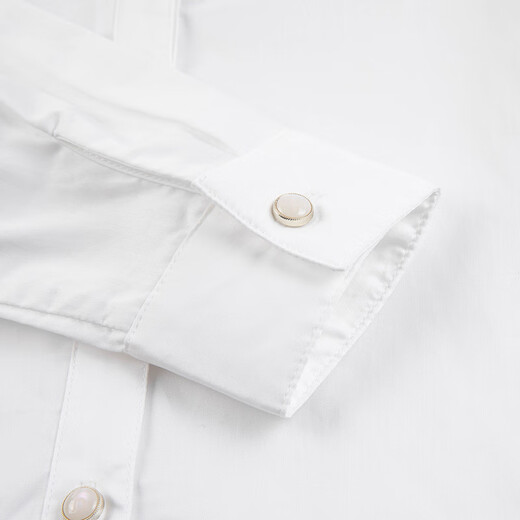 HAZZYS children's clothing girls' shirt autumn new college style long-sleeved top plain white regular 160