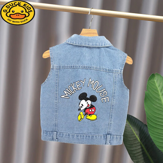 
G.DUCKKIDS boys' vest spring and autumn clothing 2024 new Korean version of horse clip baby vest vest children's denim vest jacket blue shirt Xiaoxin (single vest) 110 Recommended height 105-110 cm