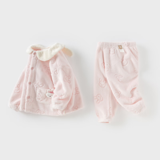 戴维贝拉男童家居服套装秋季女童珊瑚绒睡衣冬季儿童衣服女宝