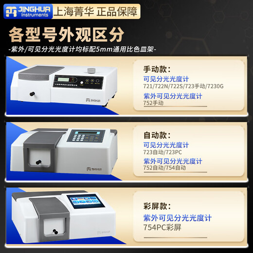 上海721/722N可见分光光度计752/754紫外分光光度计实验室 723(手动) 可见【含13专票】