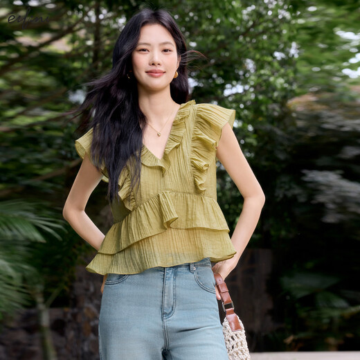 
Eifli (eifini) Eifli multi-layer sleeveless ruffle shirt small top for women 2025 summer new fashion design top for women olive green pre-sale [July 14] Posted M