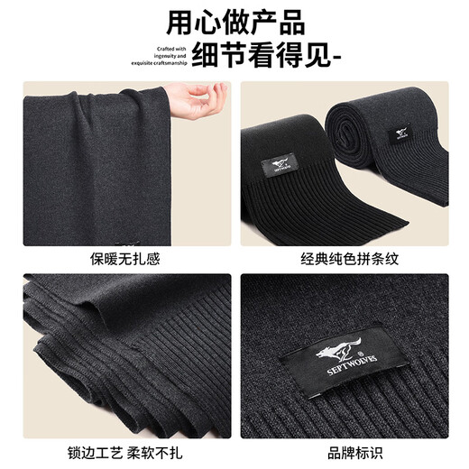 SEPTWOLVES Red Scarf Men's 2025 Winter New Solid Color Wool New Year's Christmas Warm Scarf Gift Box for Men Big Red Exquisite Gift Box + Ghostwritten Greeting Card