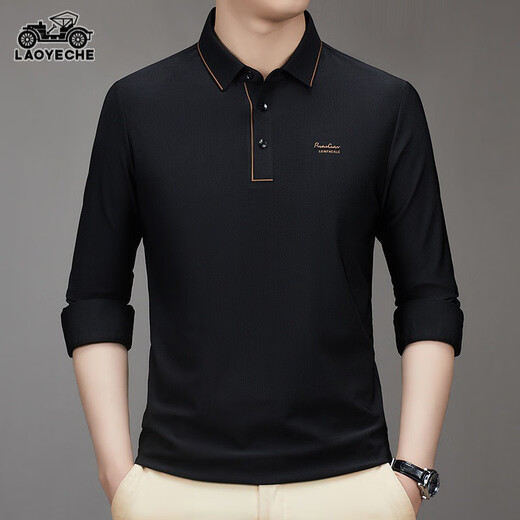 Classic Car Longäredes T-Shirt für Männer 2024 Herbst und Winter Neue Mitte des Mittelalters Dad Outfit Casual Base Polo-Hemd für Männer CQ3886 Brown 10xl 10590-110jin [Jin gleich 0,5 kg]