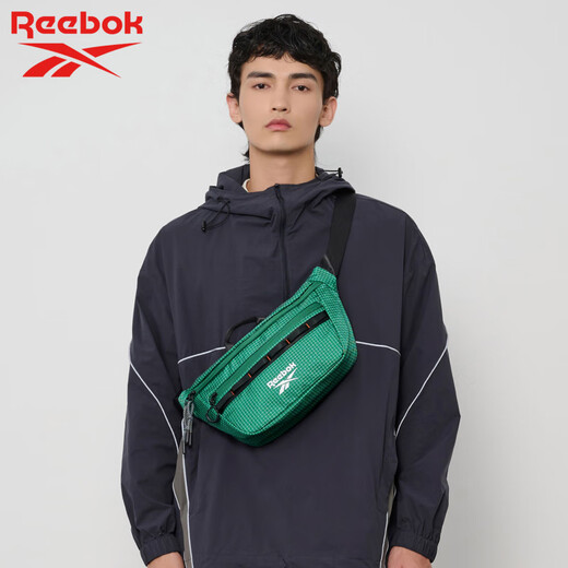 锐步（Reebok）/锐步胸包潮流网格纹运动单肩包男女胸包出游机能斜挎包正品 黑色