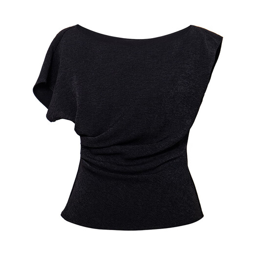 ROEYSHOUSE high-end texture shirt for women 2025 summer design waist slim body 11973 black M