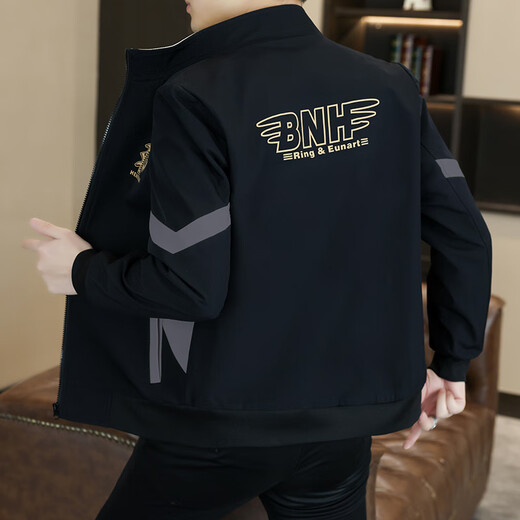 Semir Men's Autumn Stand Collar Slim Fit Handsome Fashion Jacket Korean Style Trendy Versatile Jacket Fashion Men's Handsome Top 1-2-113 Black Gray 3XL