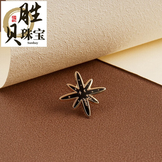 Shengbei six-pointed star high-end suit brooch for men and women, gold-plated retro enamel small fragrance style suit corsage badge, one six-pointed star brooch, gift box