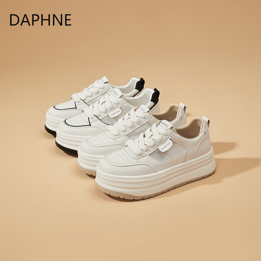Daphne Daphne Summer Mesh Breatch Board Chaussures pour femmes 2025 Nouvelle hauteur de semelle épaisse Augmentation de 5 cm Small Sports Chaussures de Sports Off White 36