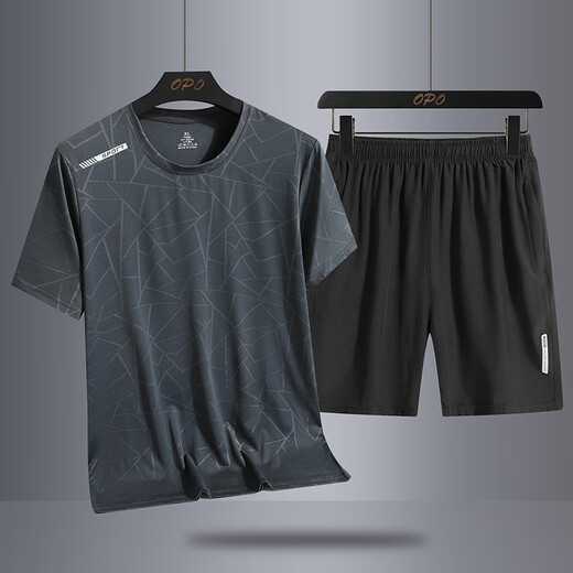 Woodpecker Father's Day Gift Men's Ice Silk Sports Set 2025 New Summer Thin Quick Dry Dad Running Summer Clothes 16803 Set White [T-shirt + Shorts] M 80-105Jin [Jin equals 0.5 kg]