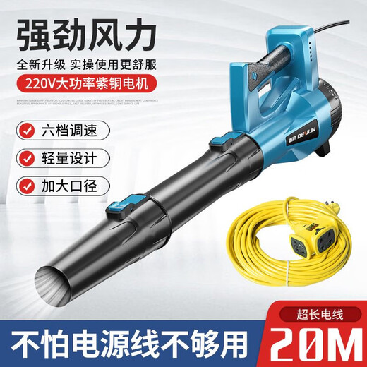 吹风机大功率工业用220v暴风枪强力鼓风机吹树叶工地除尘吹灰清灰 DY-风暴蓝3888TV一电一充重载