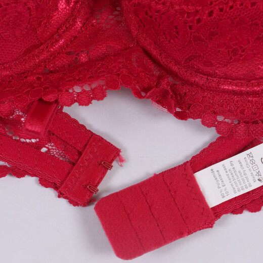 Victoria's style quarter bra, half cup lace sexy suit, underwired small breasts, hollow sexy underwear, red-suit S