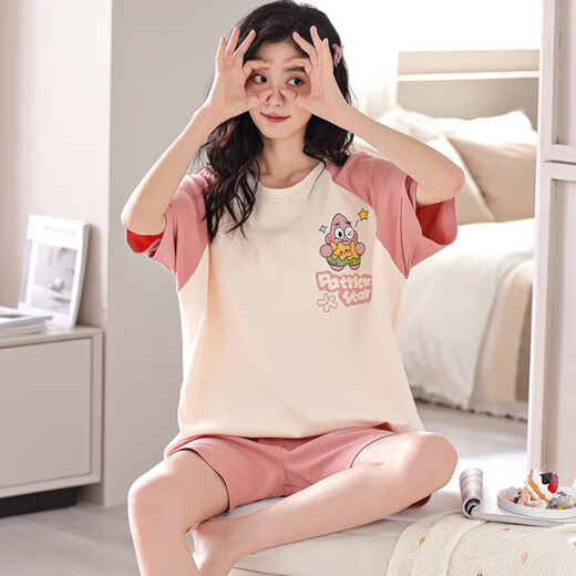 Xushansi new pajamas for women in summer cute shorts and shorts plus size Internet celebrity style wear pullover summer suit home clothes 679 green dinosaur M Recommended 80-90Jin [Jin equals 0.5 kg]