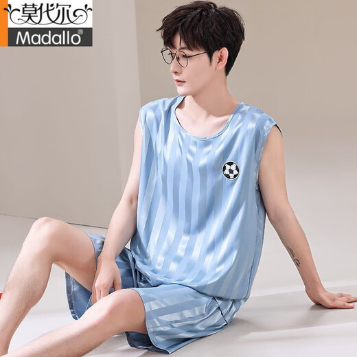 
Modal [soft and silky] ice silk pajamas men's summer thin loose shorts shorts suit simulated silk summer new 9901 L
