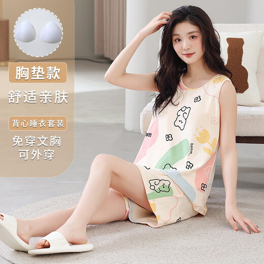 TTPMER PAJAMAS для женщин в летних шортах из рукавов с грудной клеткой 2025 Тонкая цветочная уличная одежда удобная домашняя одежда Fynj-9856 M (80-100JIN [JIN равно 0,5 кг])