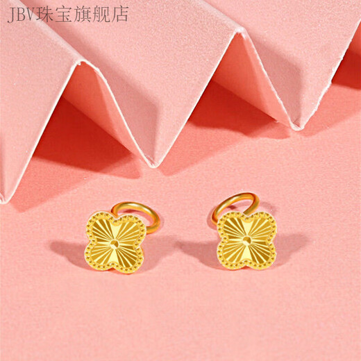 JBV Old Phoenix Pure Gold Clover Earrings Gold Diamond Four-leaf Clover Ear Hook New Style 999 0.01g Diamond