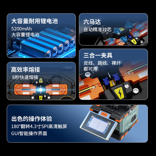
Shengwei fiber fusion splicing/fiber machine leather jumper optical cable tail fiber fully automatic six-motor dissolution tool suitable for SMF MMF DSF NZDSF with red light/optical power GRQ60002