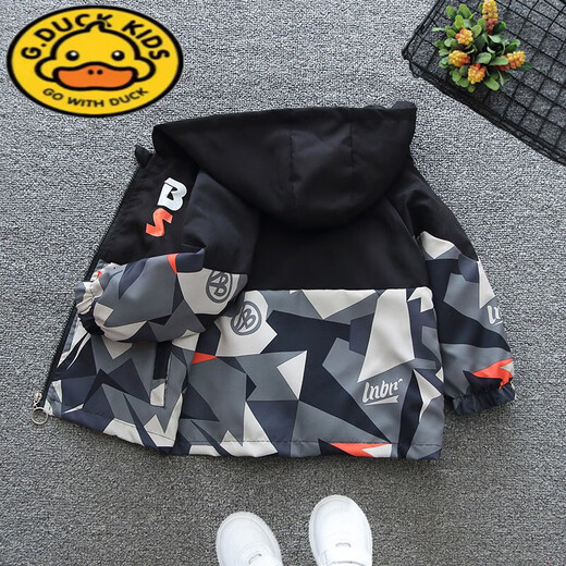G.DUCKKIDS children's clothing boys' jacket spring and autumn camouflage jackets for children's spring style children's casual windbreaker jacket baby trendy brand Lambo splicing jacket gray 100 Recommended height 90-100cm Age 3-4 years old