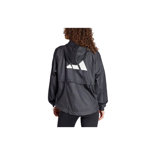 阿迪达斯 （adidas）Wind.RdyHyperglam条纹Logo印花长袖连帽夹克外套女款官方旗舰正 黑色 XL