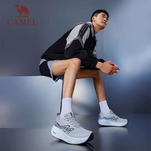 骆驼（CAMEL）厚底运动男鞋缓震回弹体测跑步鞋子 K15C09L7001 黑/芯片灰 43