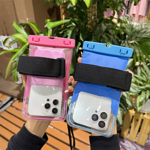 Armband waterproof mobile phone bag, transparent diving cover with touch screen, universal swimming bag, sealed luminous anti-sinking rider, luminous armband waterproof bag _black_ halter neck