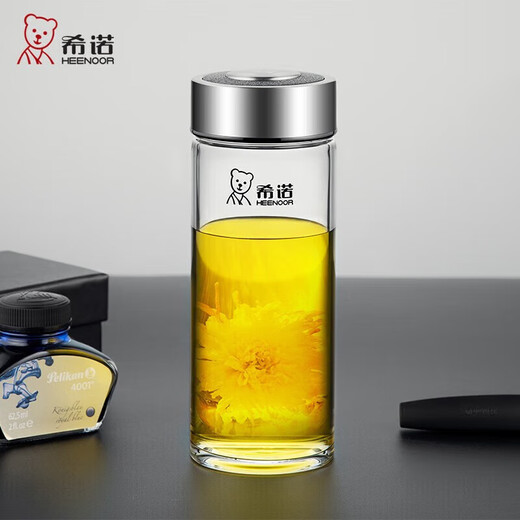 HEENOOR glass cup single layer men and women business office tea cup XN-6016/6017/1200/6088 6196 blue and black-cup brush cup set with filter 530ml
