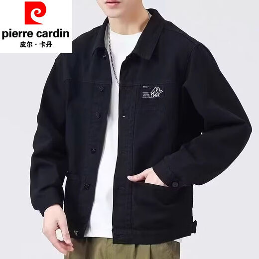 Pierre Cardin Jacket Herren Frühling und Herbst 2025 Neues Hemd Revers Herumn Herren Work Jacket Frühherbst Jacke Top [Upgrade-Version] K12806 Black 5XL [Empfohlen 180-200jin [Jin Equals Equals 0,5 kg]]