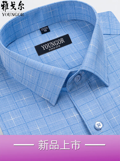 GY Yager long-sleeved shirt men's 2025 new spring and autumn pure cotton free ironing casual high-end plaid formal shirt long-sleeved 6630 38 suggestions [70-95Jin [Jin equals 0.5 kg]]