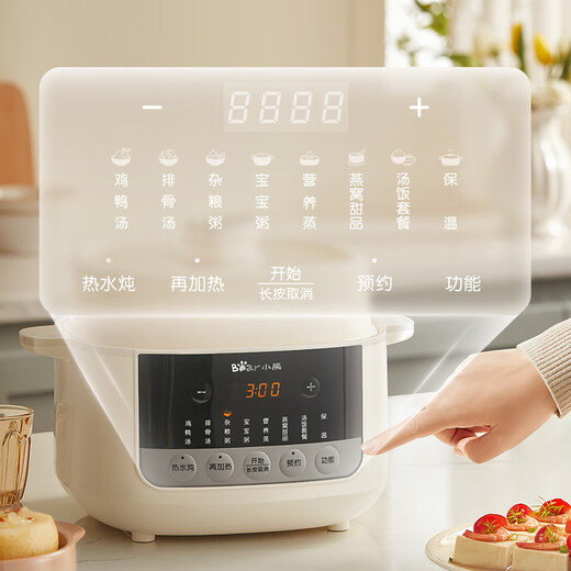 Bear white porcelain electric stew pot micro-pressure electric stew pot casserole household soup stew health pot mini small BB pot baby food supplement porridge 2-4 people DDZ-J25L3
