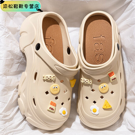 Chaussures de trou de Luozhichao pour femmes en été, usure de plein air, sandales de sac de plage antidérapantes à semelles épaisses, en été, lettres noires, fleurs en diamant, 36 3735/36 pieds de pied