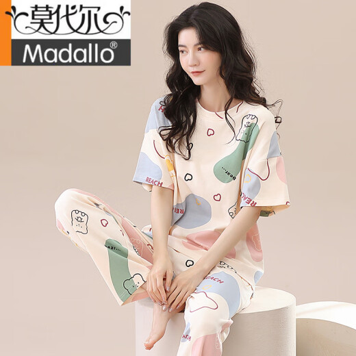 Modal 2025 new pajamas for women, summer pure cotton short-sleeved trousers, spring and autumn summer style women's home clothes thin two-piece set ZH-9719 2XL