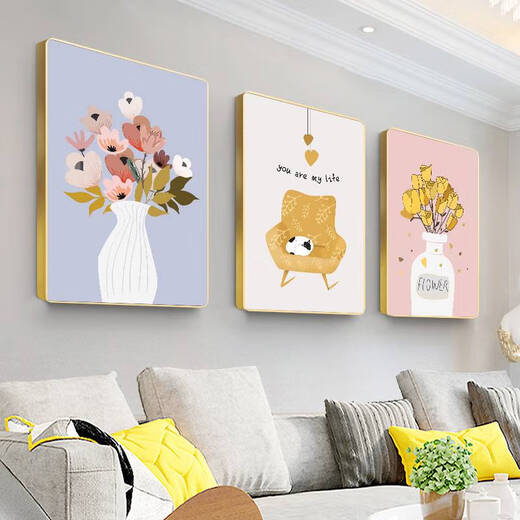 Yonghuan Sala de estar Nordic Decoración Pintura de fondo Pintura colgante de pared Simple Moderno Mural Corredor Pintura de pared de pasillo K1049 20*30cm tres ligeras Luxury PVC Gold Frame Texture Tap.