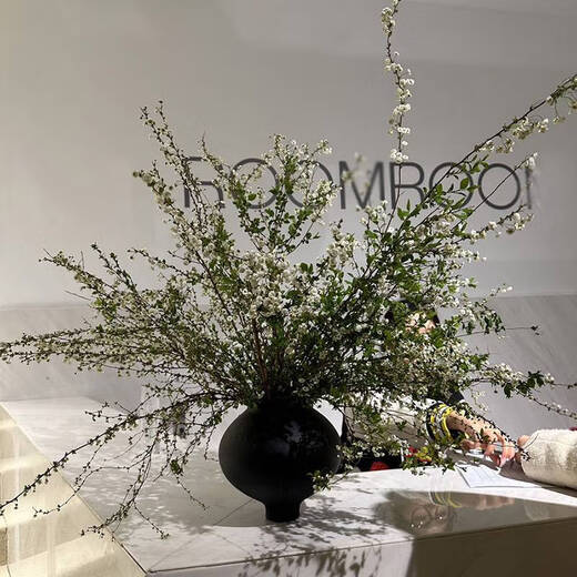 语森忆新中式简约陶瓷哑光黑色陶罐花瓶感客厅饰品轻奢插花中古摆件 9273-3