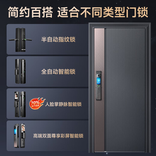 英典朱雀甲级防盗门家用入户门加高门头一门到顶智能门进户门子母门防撬防爆别墅大门 2150*1050/2250*960 【基础款】高端指纹锁