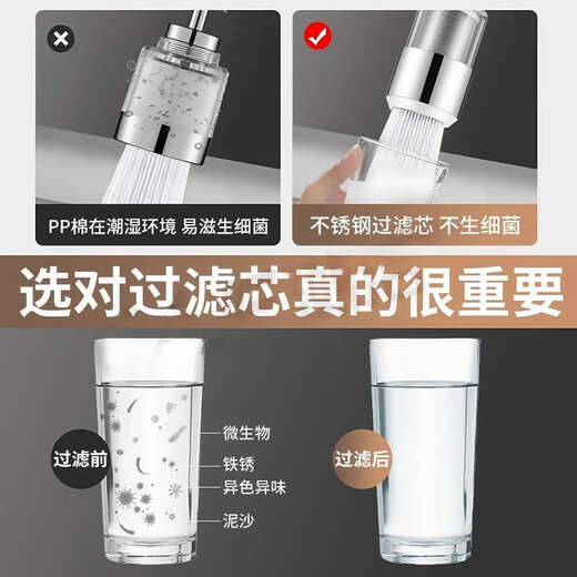 贝意品厨房水龙头防溅头自来水过滤器万向净水器延伸器家用净水花洒喷头