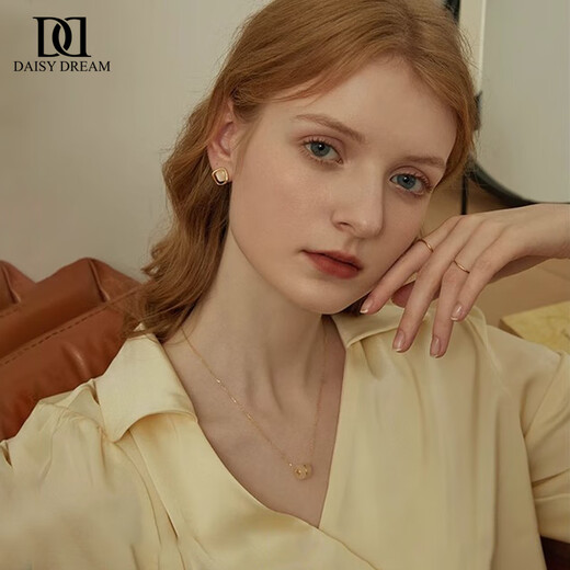 DAISY DREAM999 pure silver high-quality cat's eye stone earrings for women, light luxury niche temperament earrings for ear piercing, high-end gold earrings, geometric cat's eye stone earrings, 999 silver