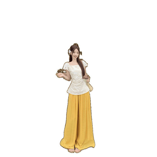 ZIPJBX Korean version slim and heavy industry embroidered hollow flower shirt top high waist slim and versatile wide-leg pants suit for women trousers 3291 S