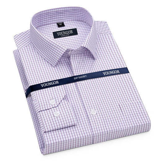 CEO YAGEO Spring and Summer New Men's Pure Slewer Camiseta de manga larga de algodón de mediana edad Camisa informal no hierro #DP6627 S 165/84A Tamaño 38 Altura 160-16