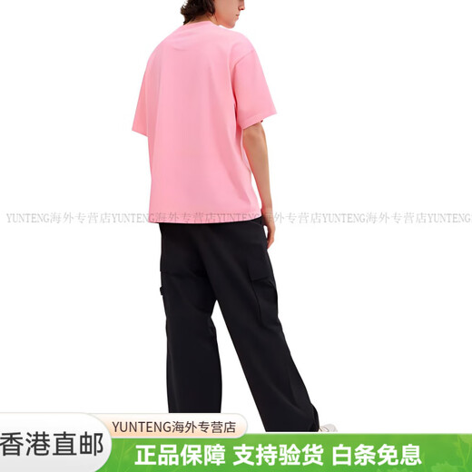 CoaCH (COACH) cat logo letter printed round neck short-sleeved T-shirt for men and women same style pink fashionable lightweight versatile trend pink M