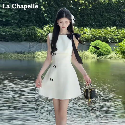 La Chapelle Платье французское платье для женщин летние пояса в этом году популярная маленькая рукавочная юбка A-Line Rice Rice Color (без рукавов) S 80-100-джин [Джин равняется 0,5 кг]