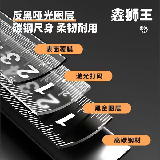 田岛（TAJIMA）卷尺卷尺5米耐用测量防摔钢卷尺超耐磨7.5㎜10米尼龙黑金卷尺 鑫狮王黑金5x25mm 好品质 2把装