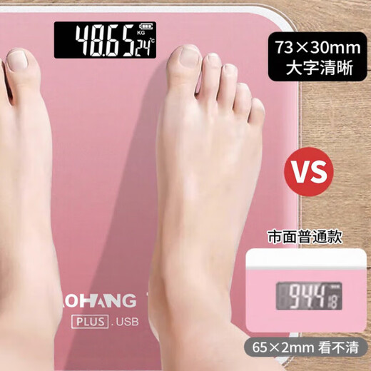 JCZS德国电子秤体重秤体脂秤称重家用小型专用精准体重的人体测重专用 玫瑰金7Plus【type-c充电款】